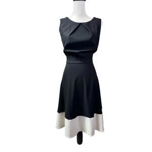 Black and White Color Block Dress With Gold Accents Size 12